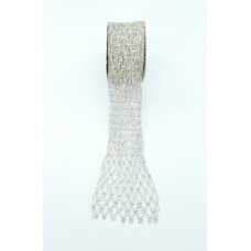 2.5 Inch Metallic Silver Expandable Mesh Wired Christmas Ribbon, 25 Feet Per Spool (Lot of 1 Spool) SALE ITEM
